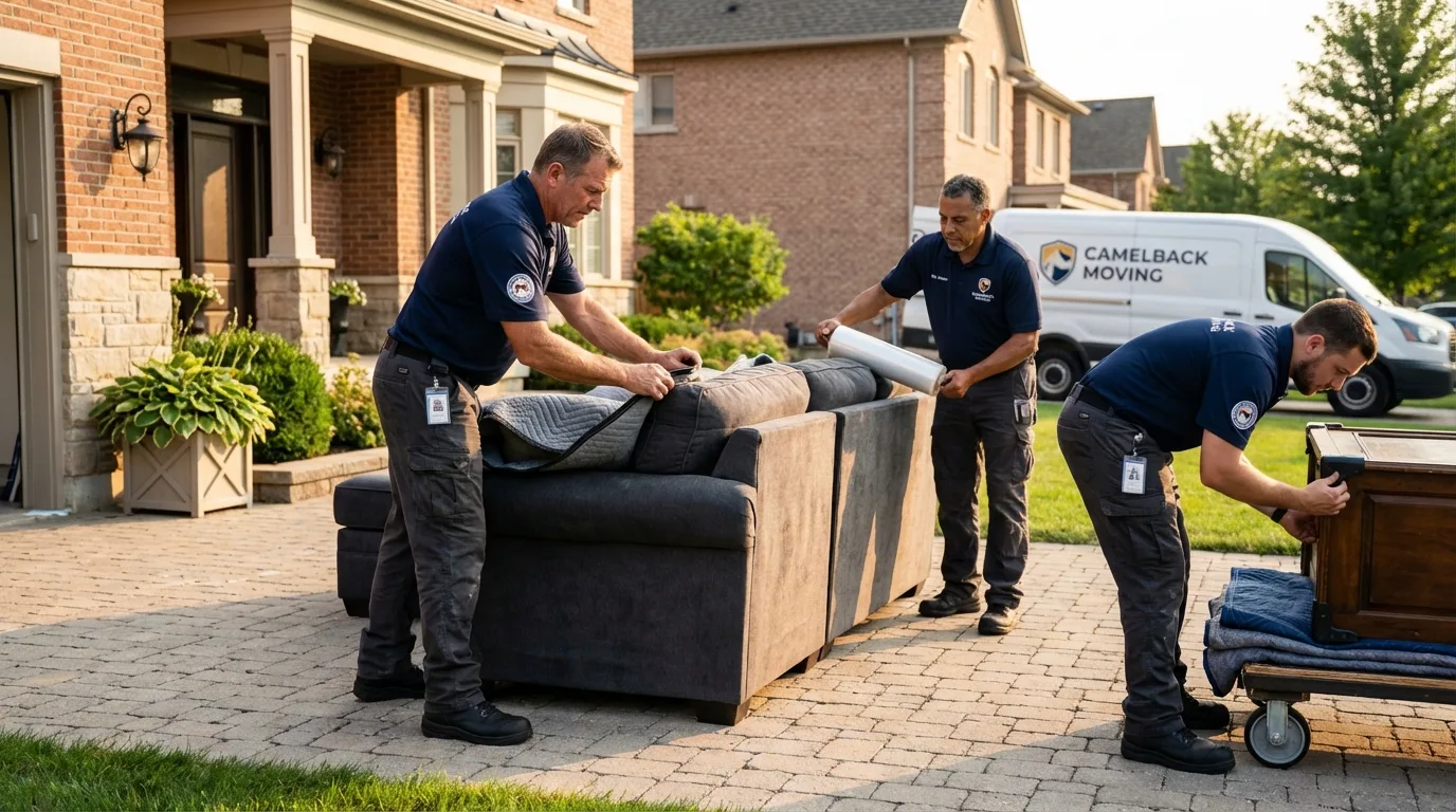 Large estate moving crew wrapping furniture in Dickeyville, WI