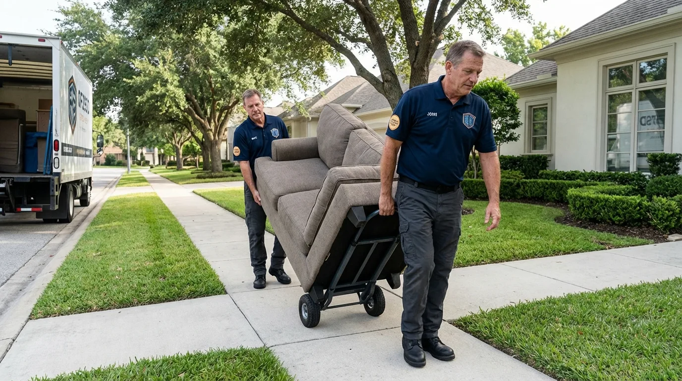 Local residential moving crew loading furniture in Dickeyville, WI